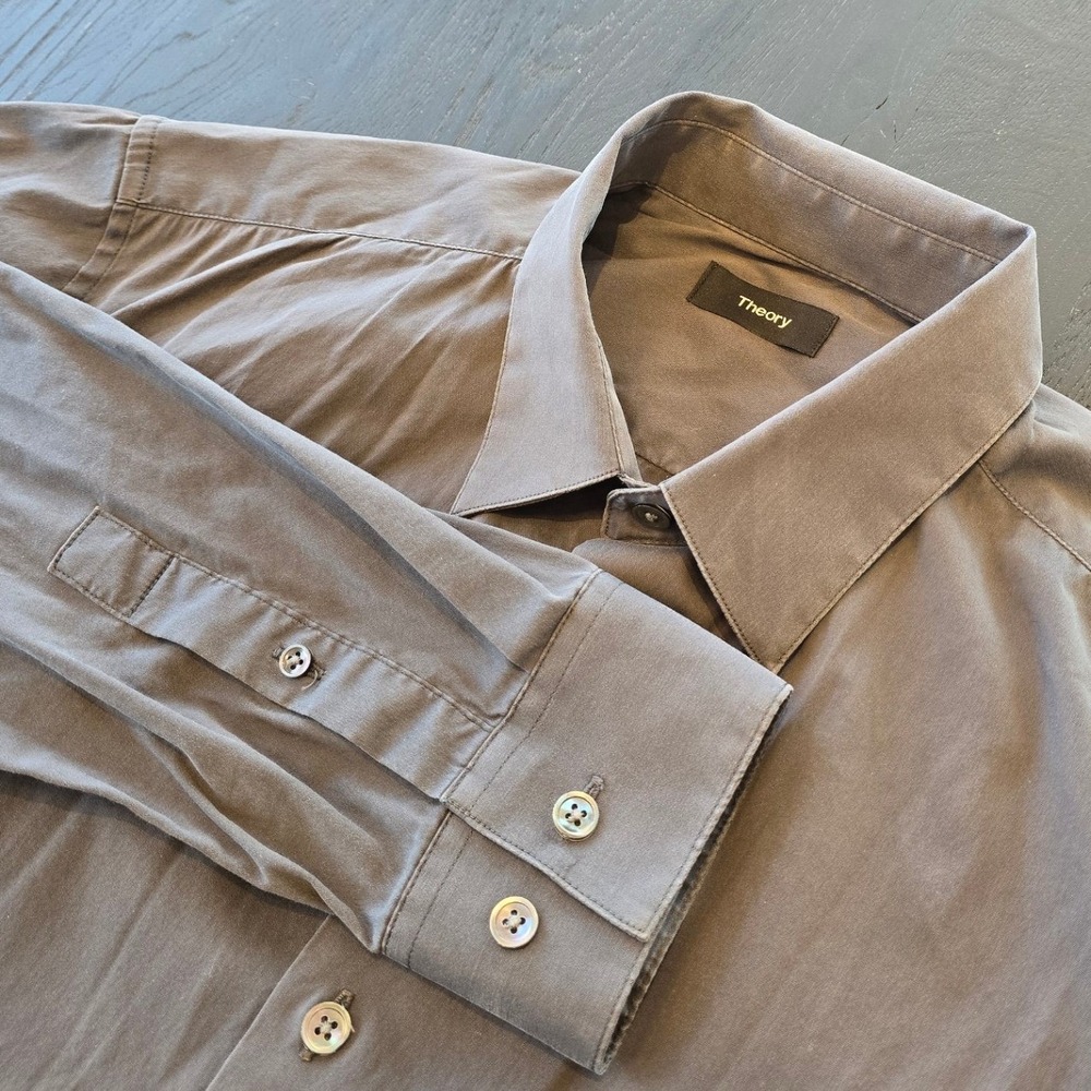 Theory Sylvain Precise 2 Mens Stretch Cotton Button Down Shirt Large 10774536‎
